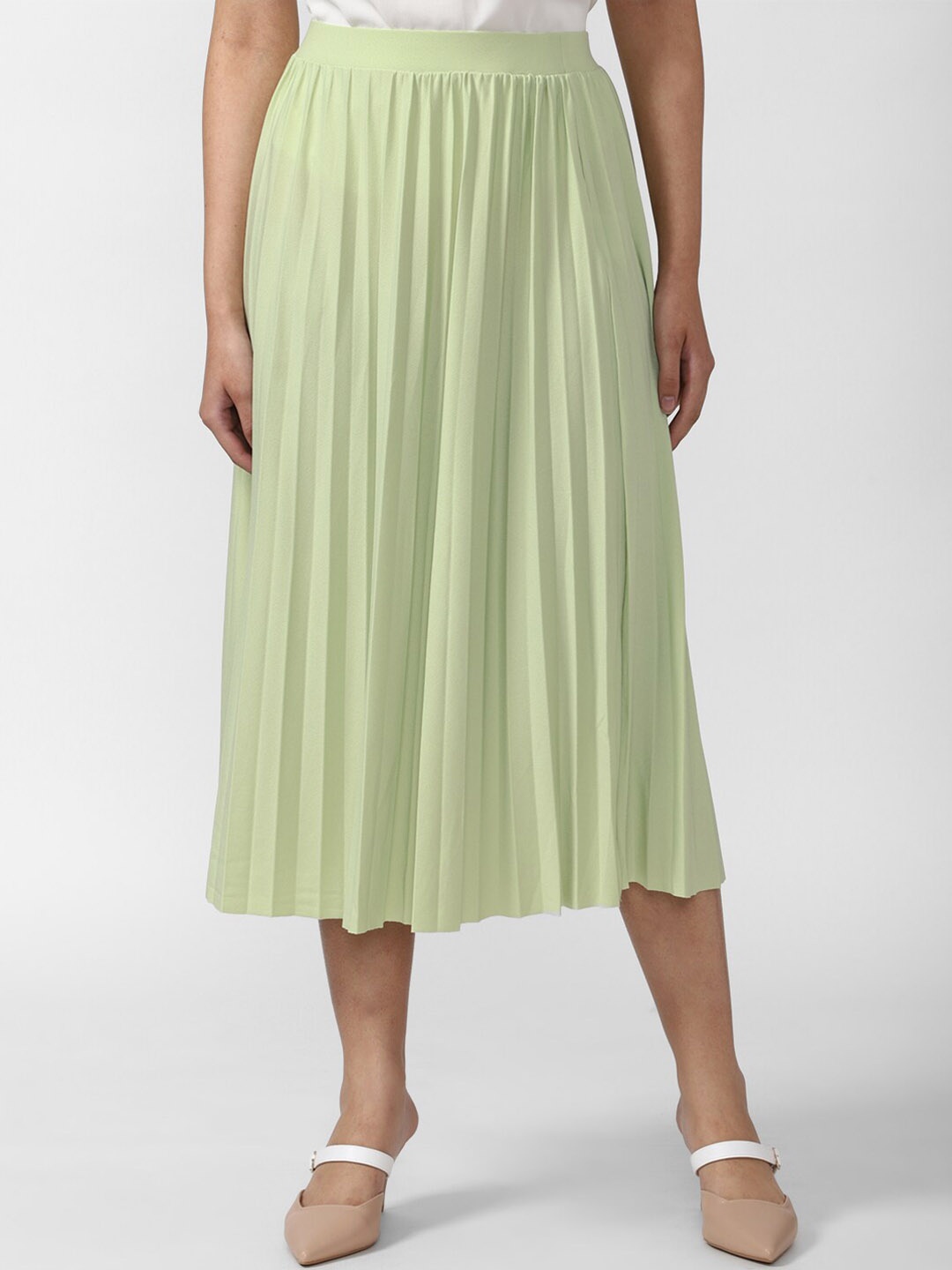 

Van Heusen Woman Women Green Solid Accordion Pleats A-Line Skirts