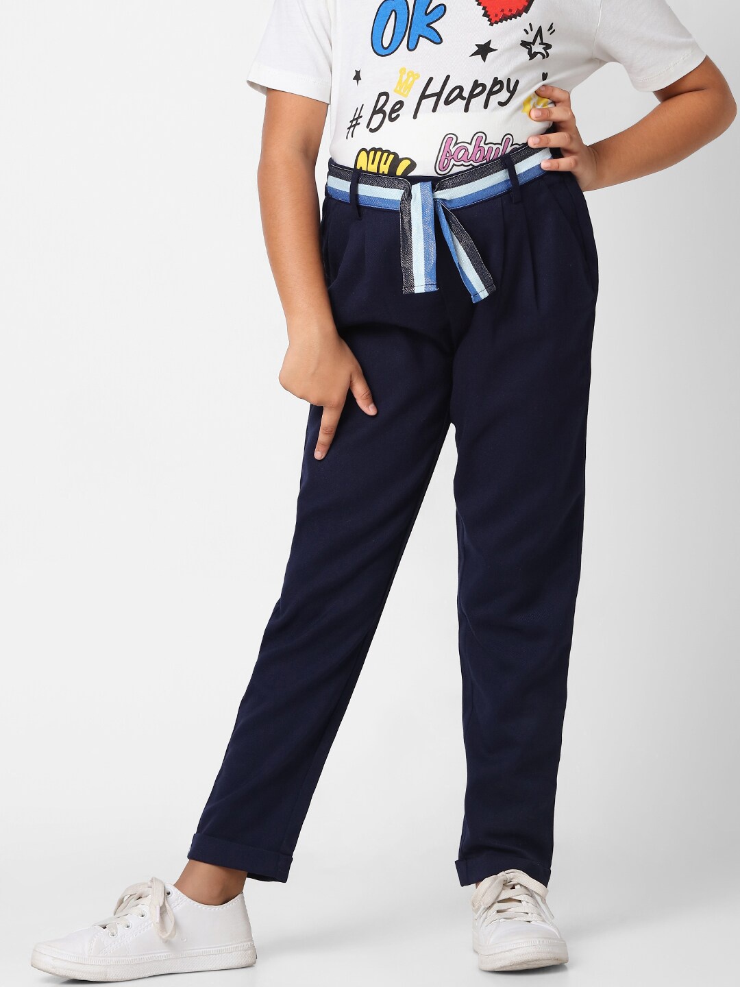 

KIDS ONLY Girls Navy Blue High-Rise Culottes Trousers