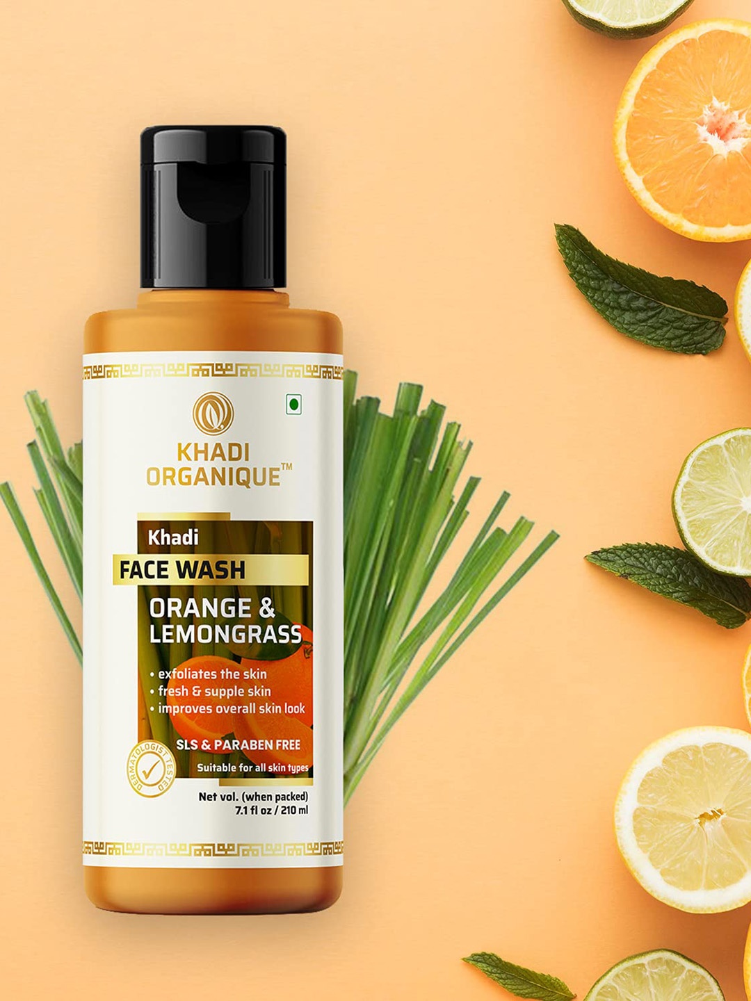 

Khadi Organique Orange & Lemongrass Face Wash 210ml, Transparent