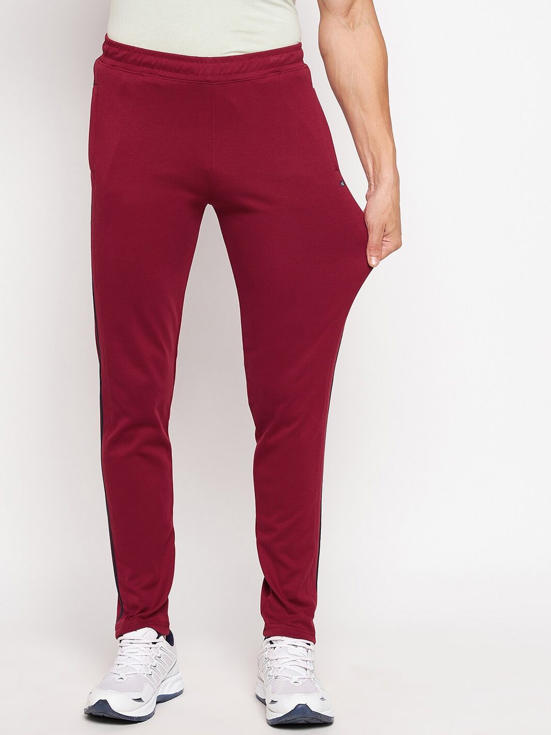 

Okane Men Plus size Red Solid Cotton Track Pant