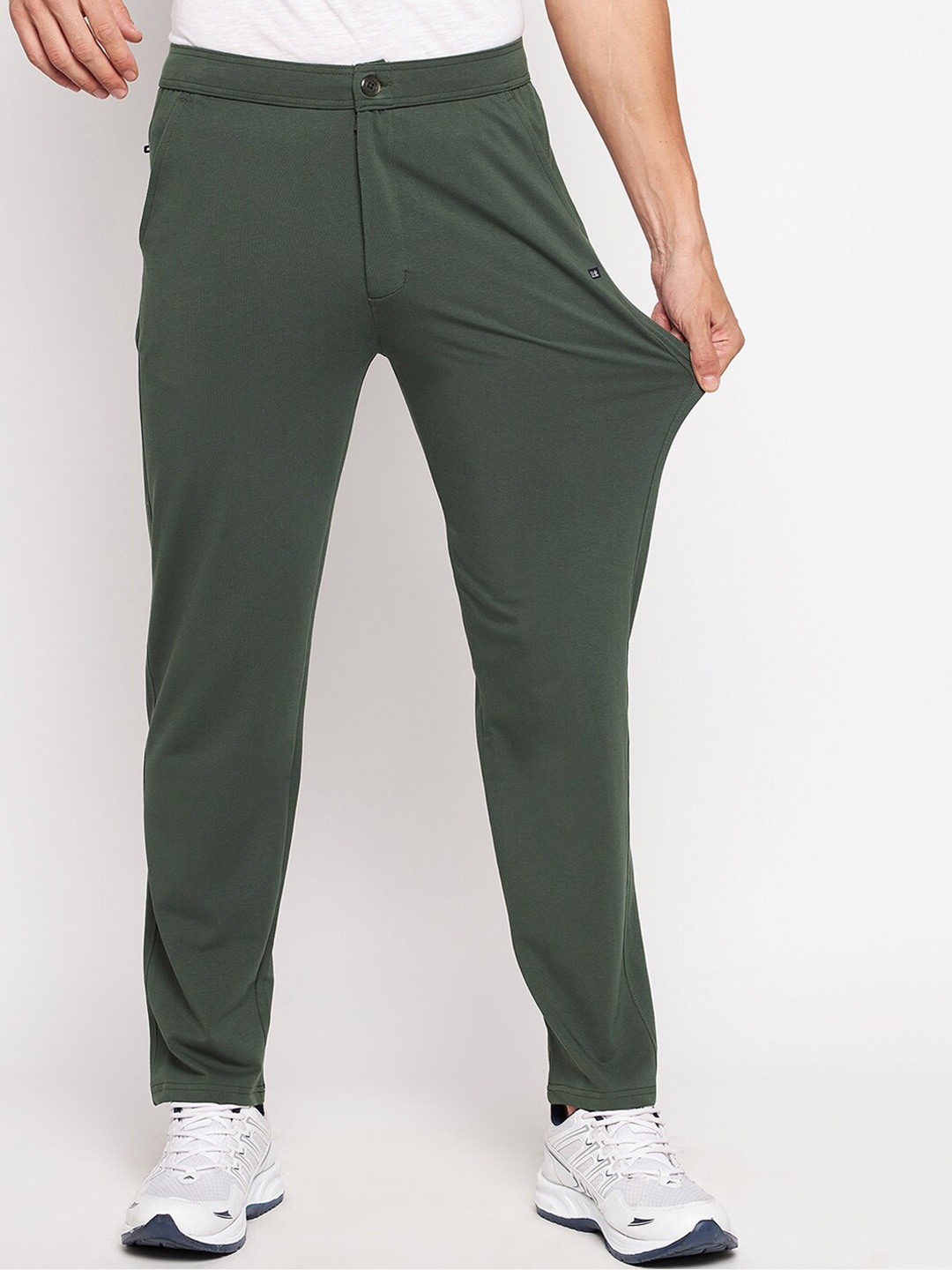 

Okane Men Green Solid Track Pants