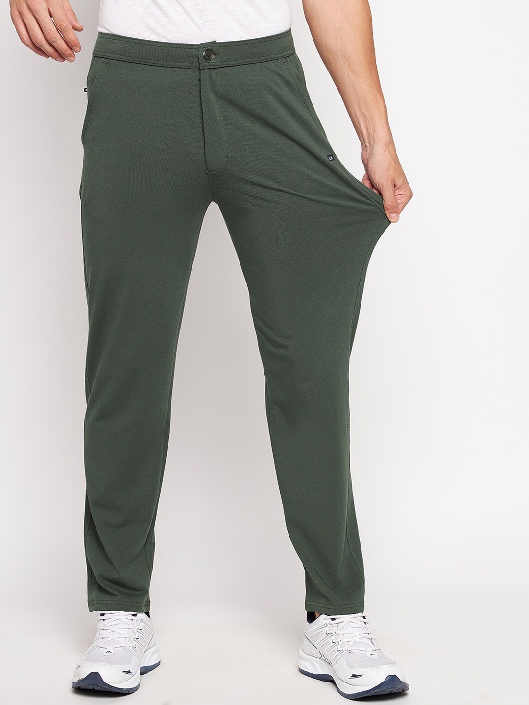 

Okane Men Plus size Green Solid Track Pants