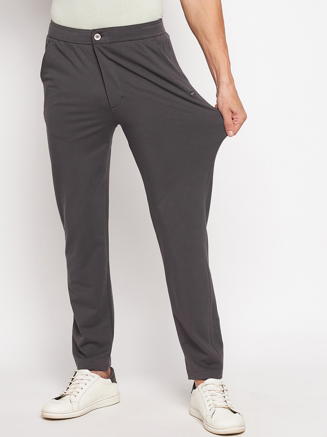 

Okane Men Plus size Grey Solid Track Pants