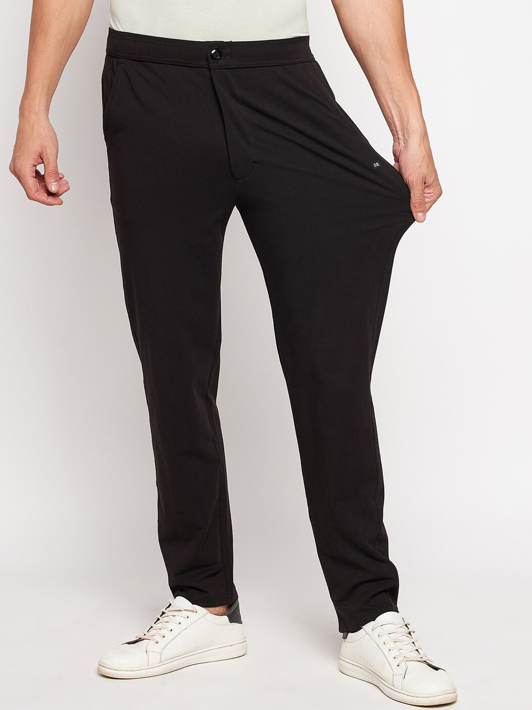 

Okane Men Black Solid Track Pants