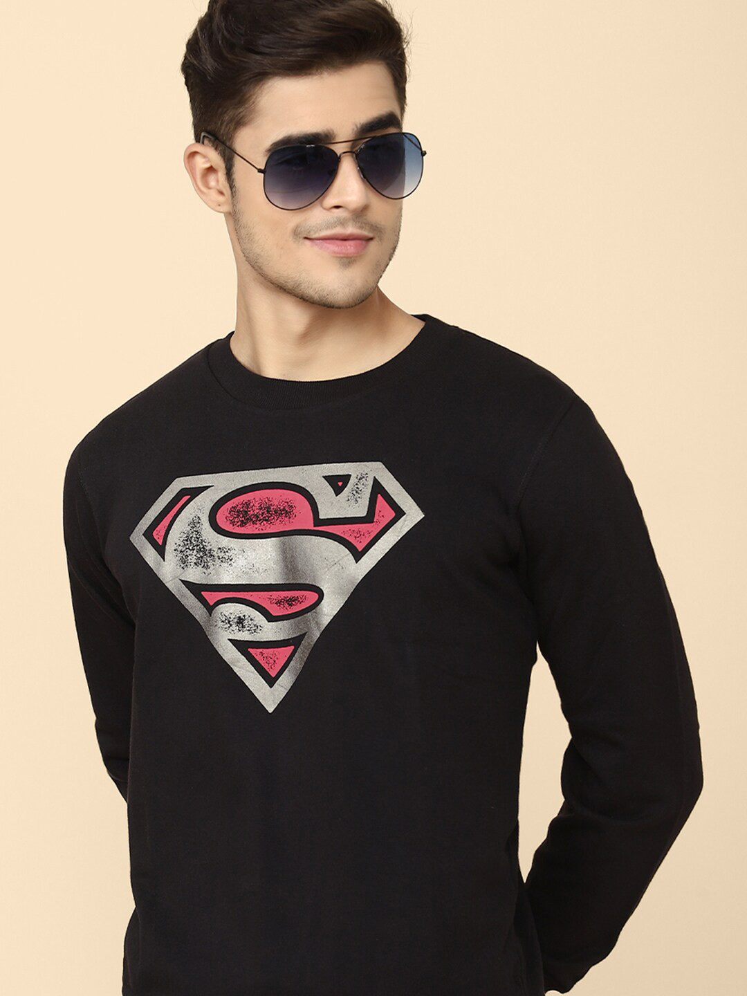 

Free Authority Men Black Superman Printed Cotton Sweatshirt
