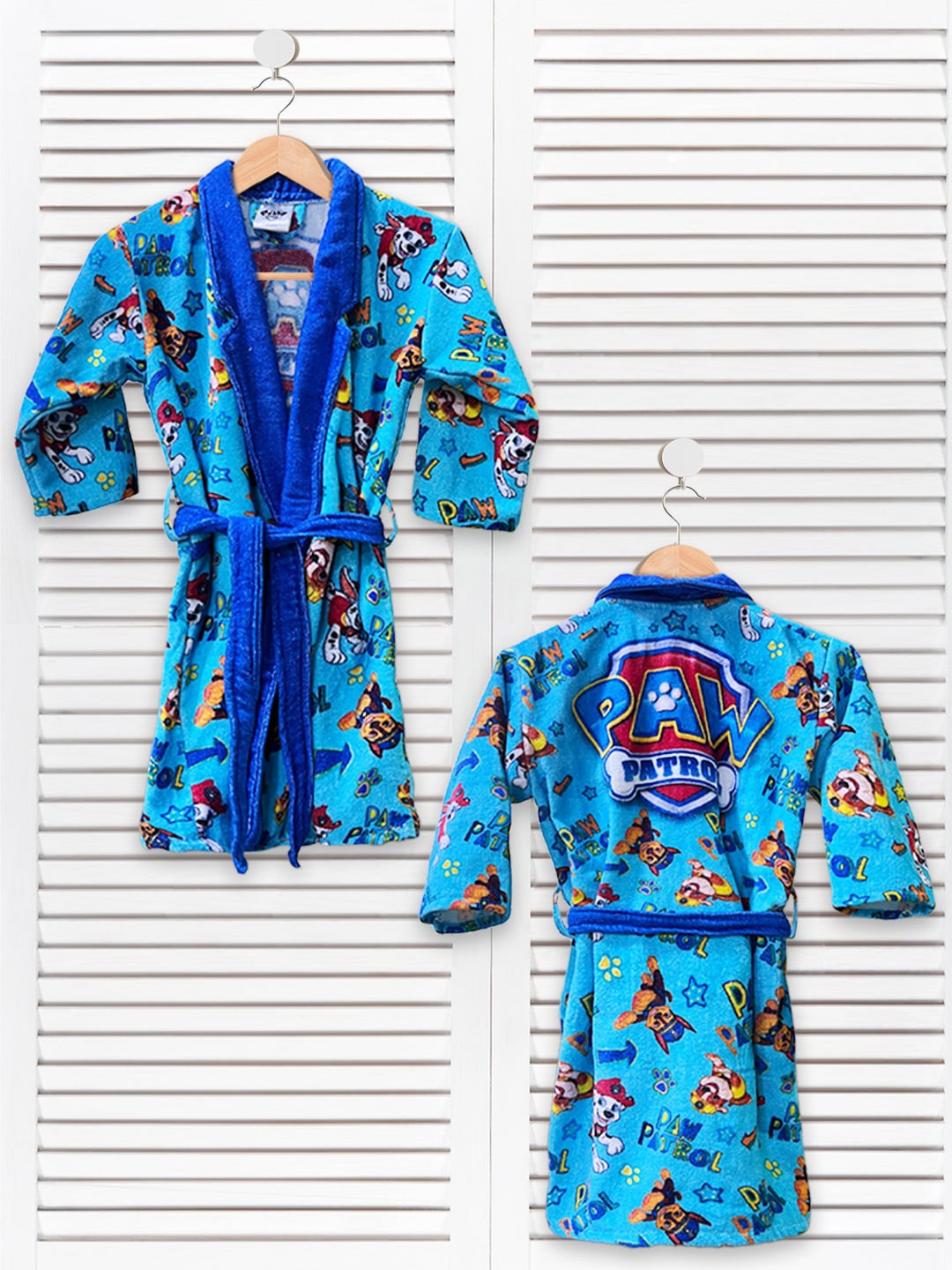 

YK Kids Blue Paw Patrol Cartoon Printed Cotton Bathrobe