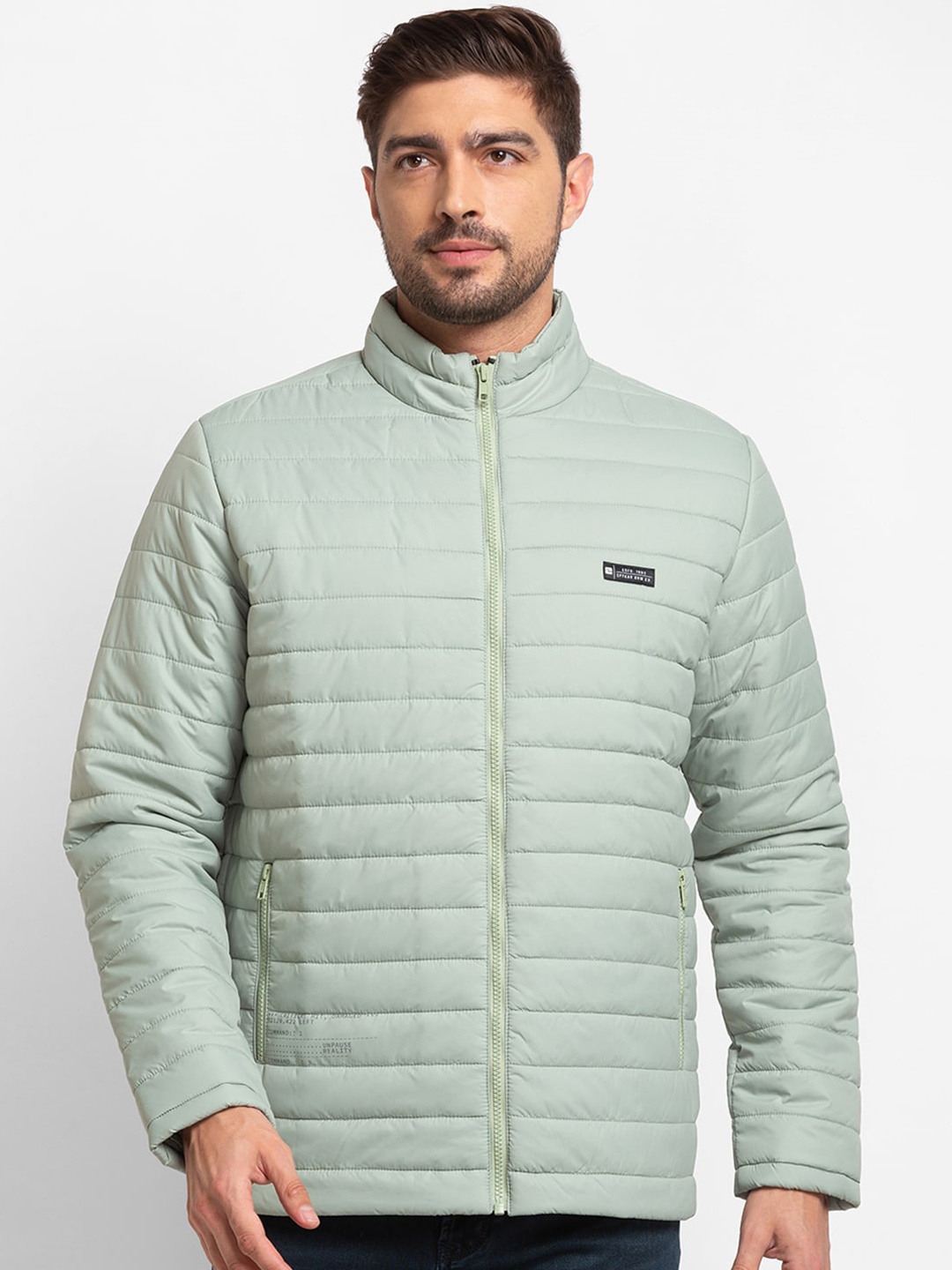 

SPYKAR Men Green Cotton Padded Jacket, Sea green