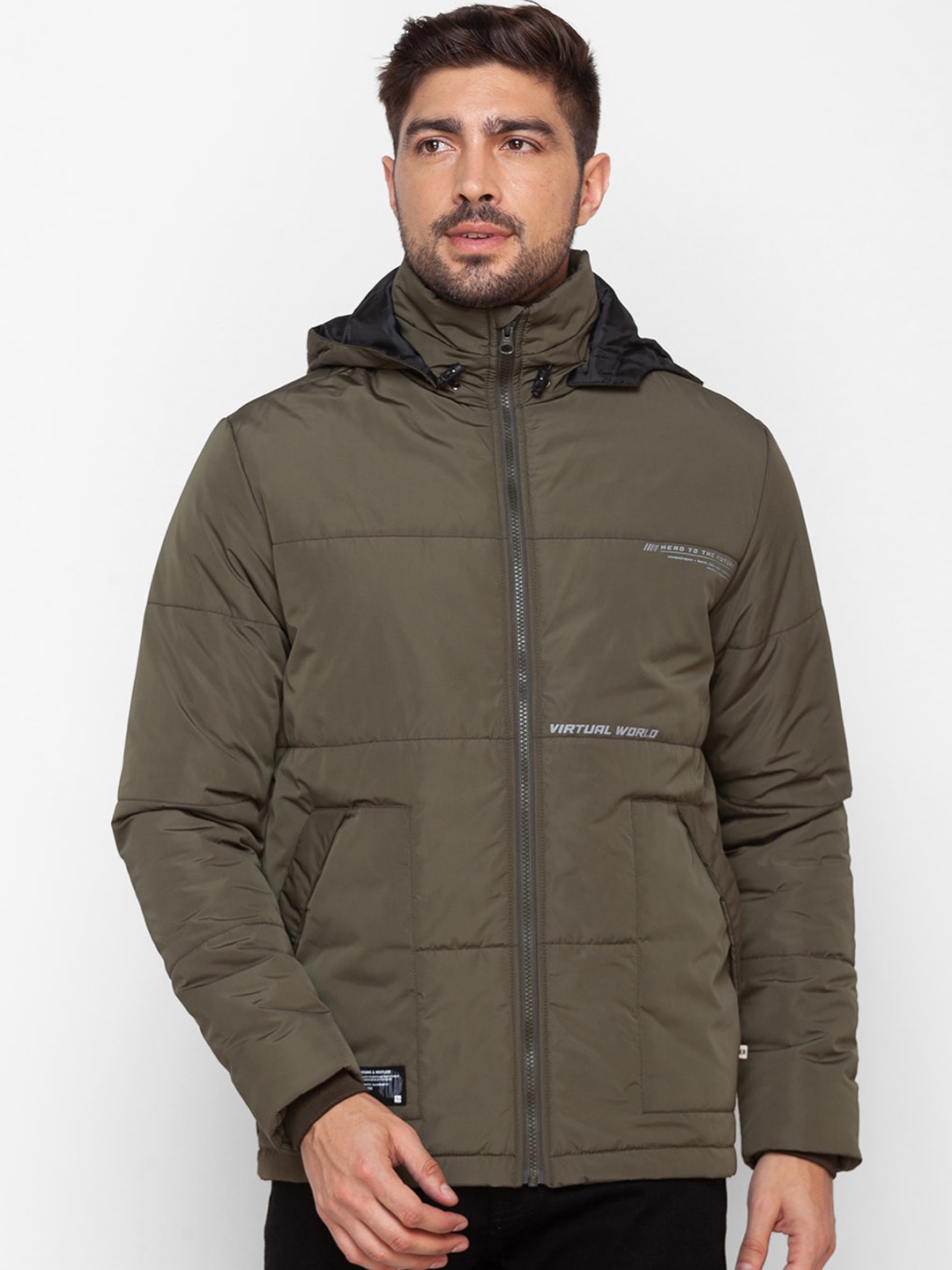 

SPYKAR Men Olive Green Padded Jacket