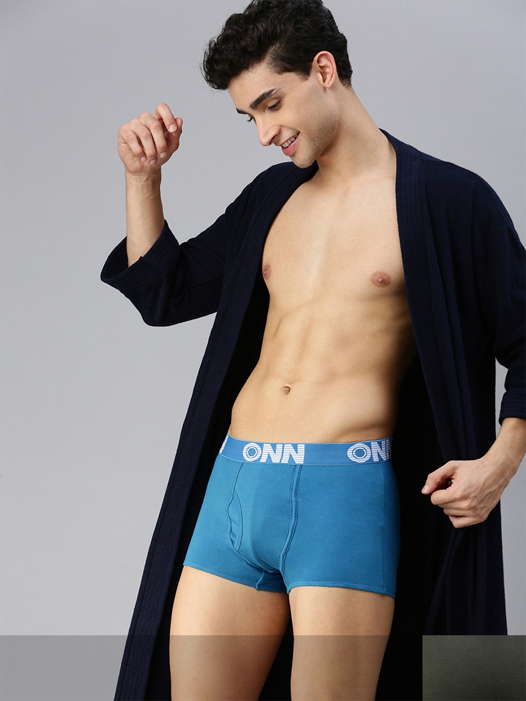 

ONN Men Pack Of 2 Solid Pure Cotton Trunks, Grey