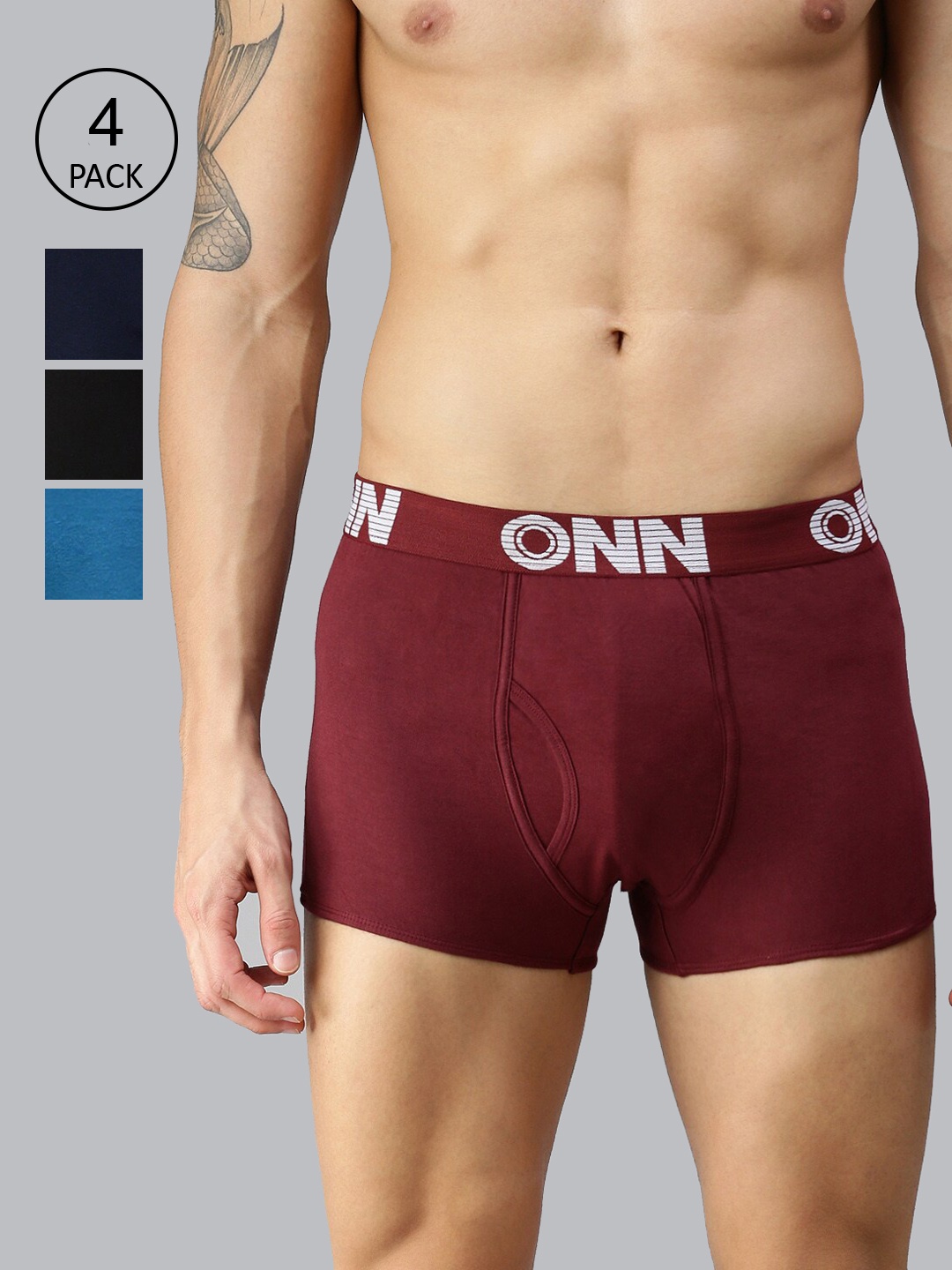 

ONN Men Pack Of 4 Assorted Solid Trunks ONN_OR154_AST_4PC