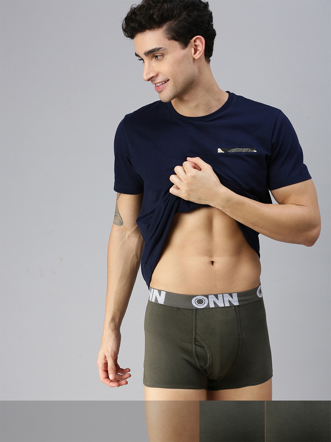 

ONN Men Pack of 3 Grey Solid Basic Trunk