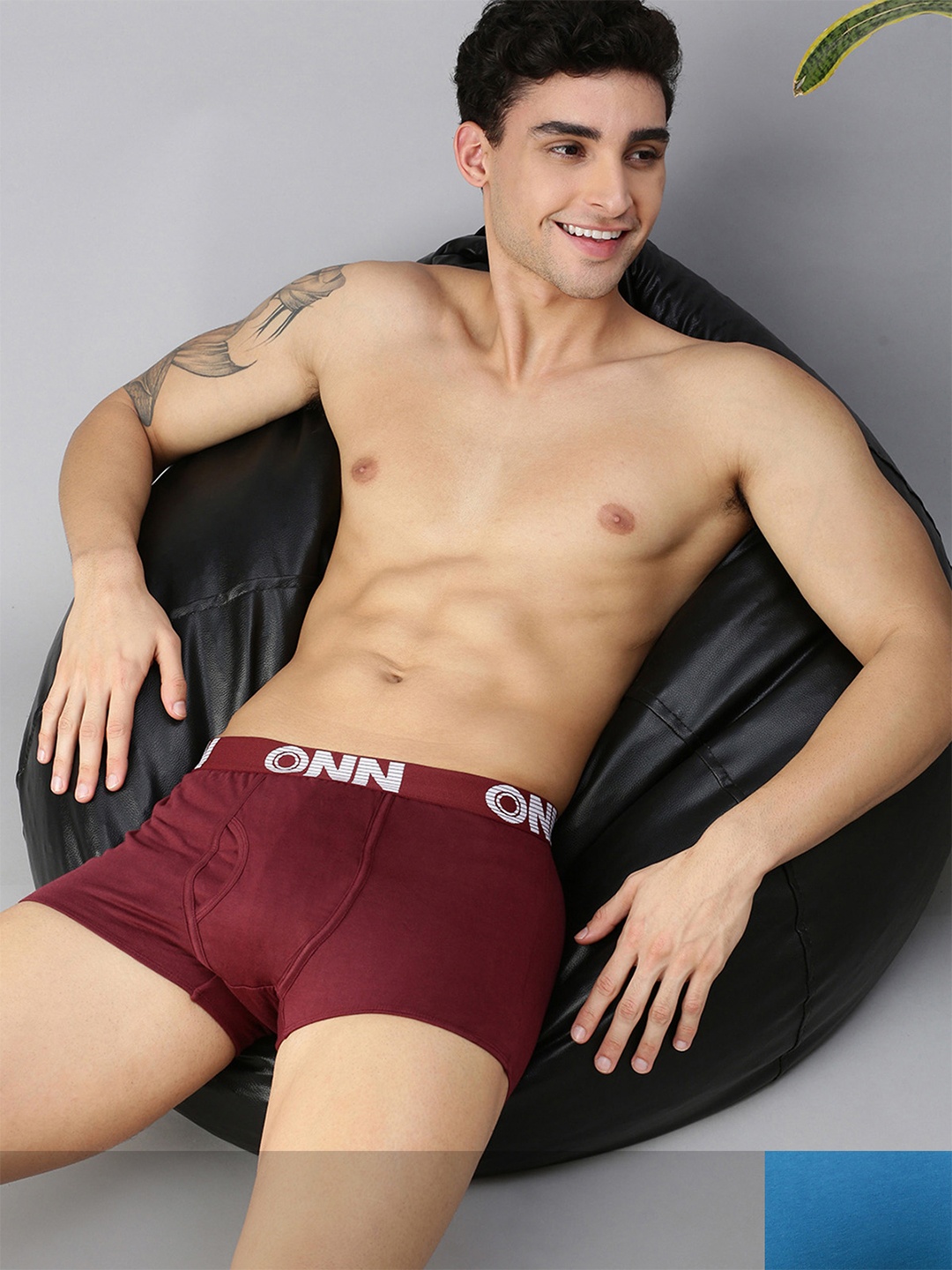 

ONN Men Pack Of 2 Solid Deo-Soft Trunks, Maroon