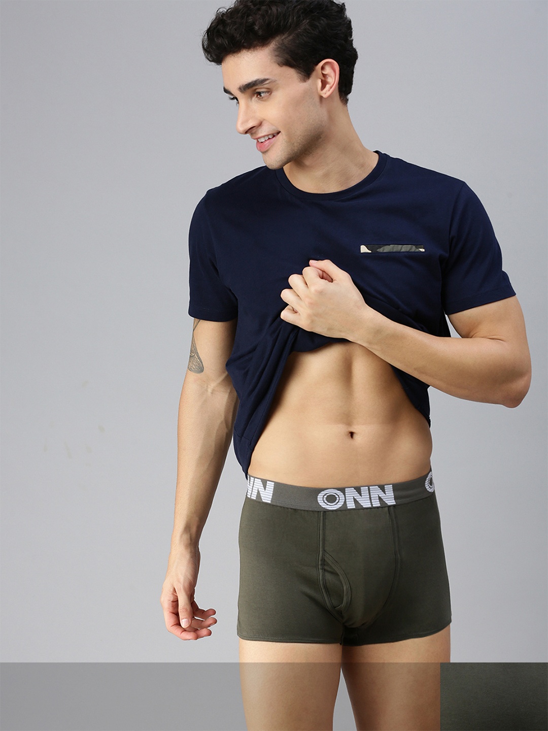 

ONN Men Pack Of 2 Grey Solid Pure Cotton Trunk