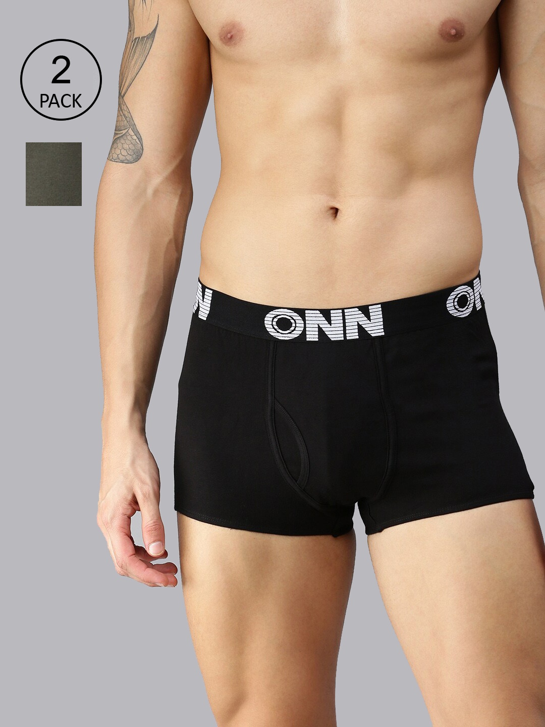

ONN Men Pack Of 2 Solid Trunk- ONN_OR154_BLK_DG_2PC, Black