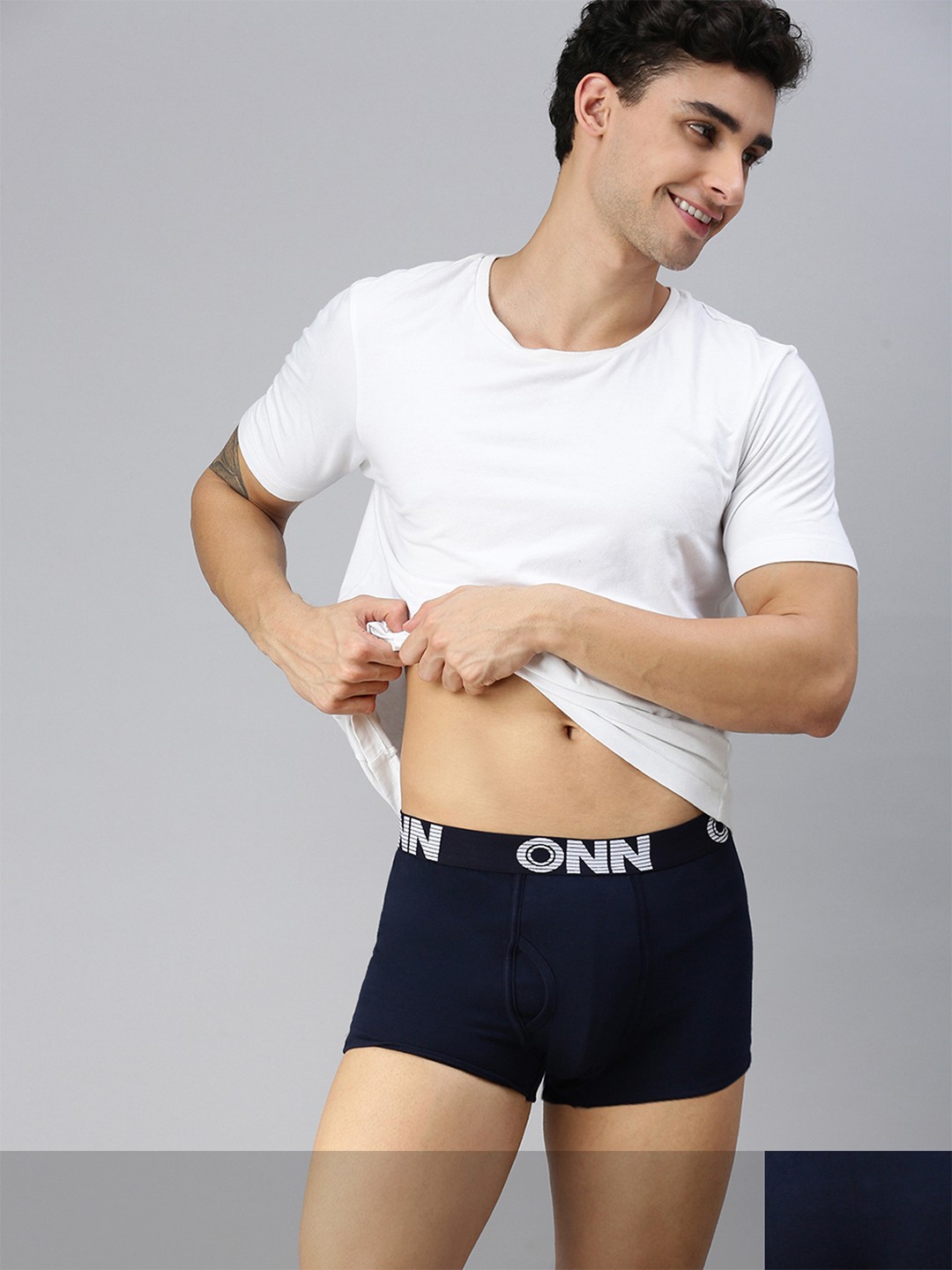 

ONN Men Pack Of 2 Navy Blue Solid Trunk ONN_OR154_NB_2PC