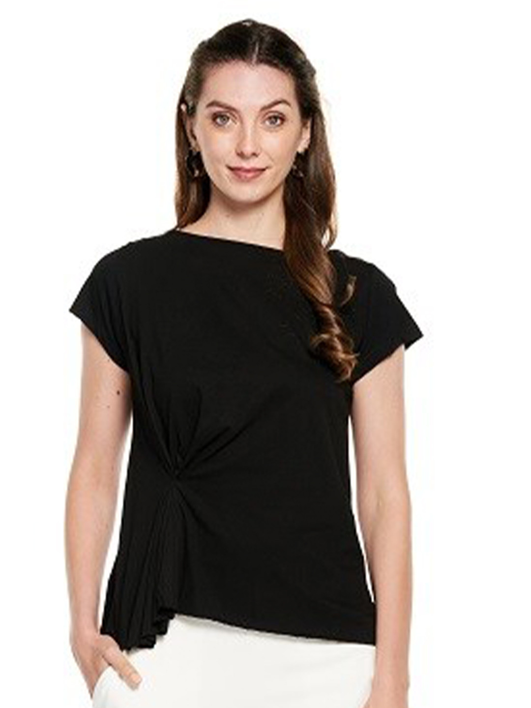 

UNMADE Woman Black Drape Top