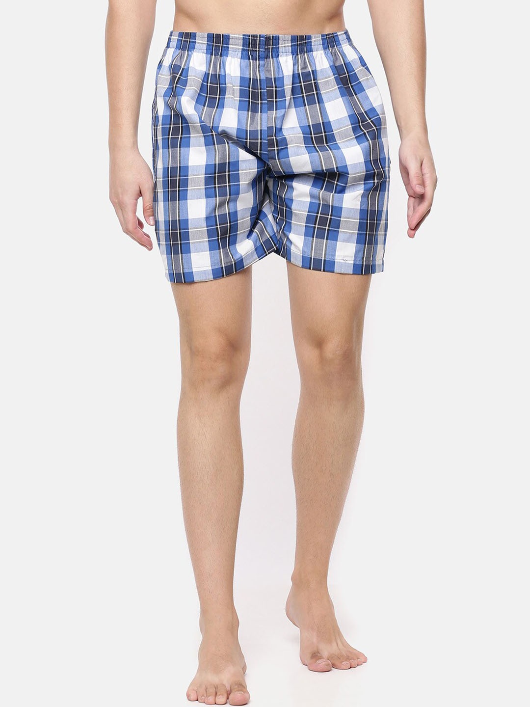 

Cross Court Men Blue & White Checked Pure Cotton Boxers