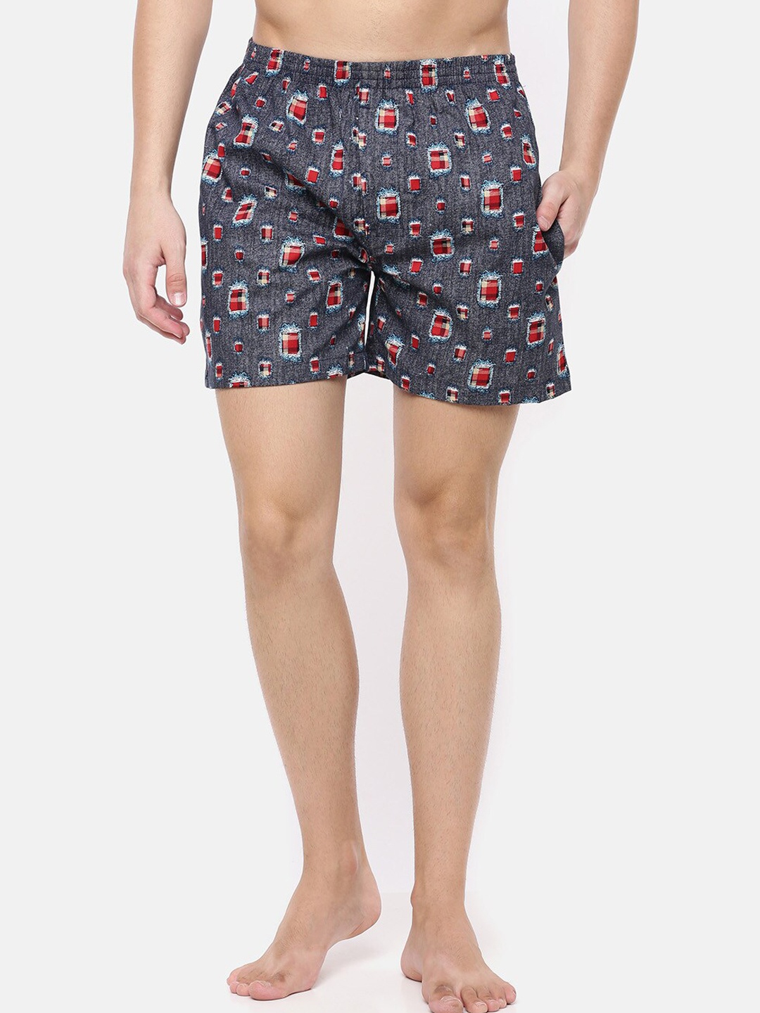 

Cross Court Men Grey Printed Pure Cotton Boxer