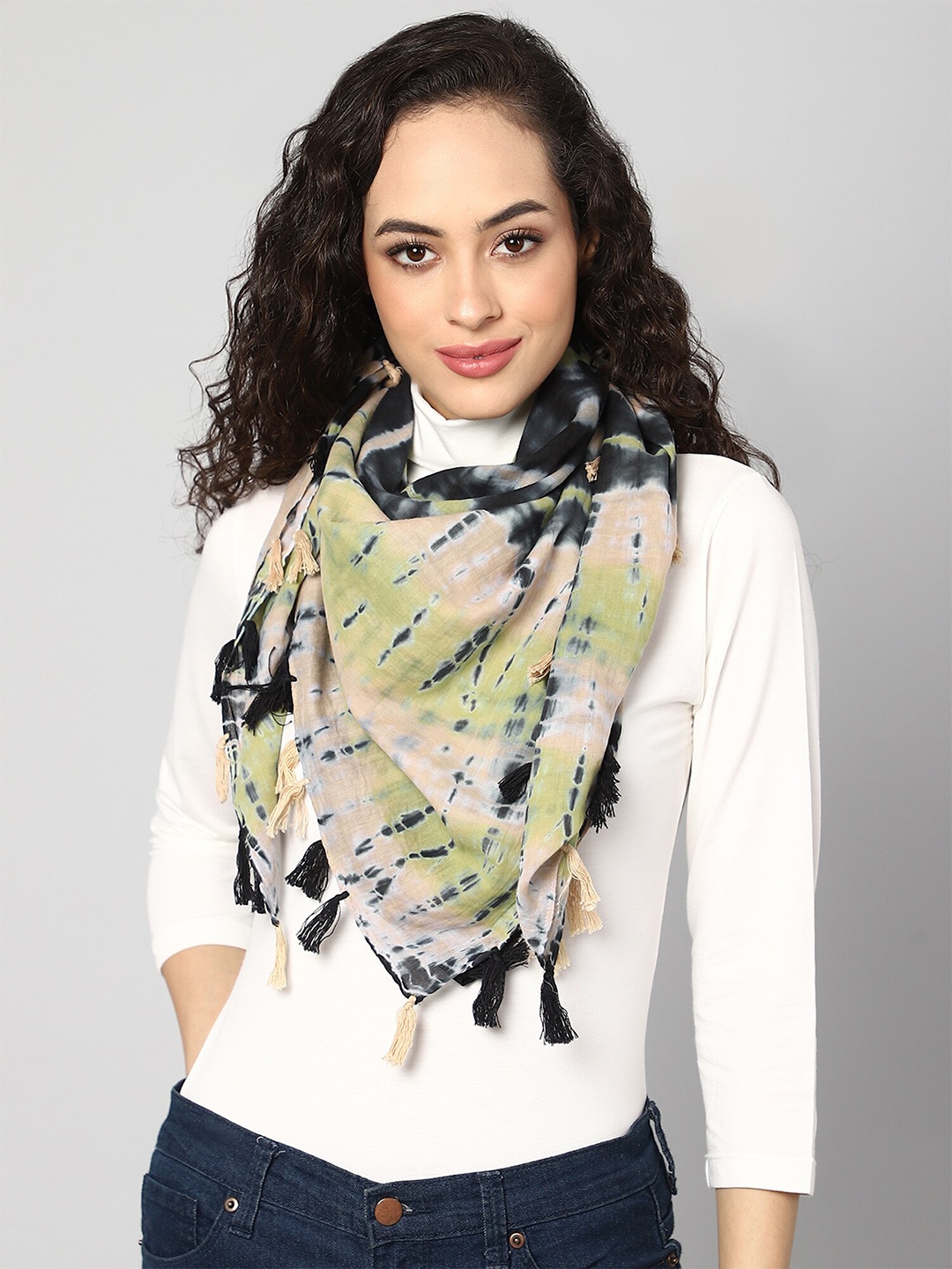 

Aditi Wasan Women Printed Scarf, Beige