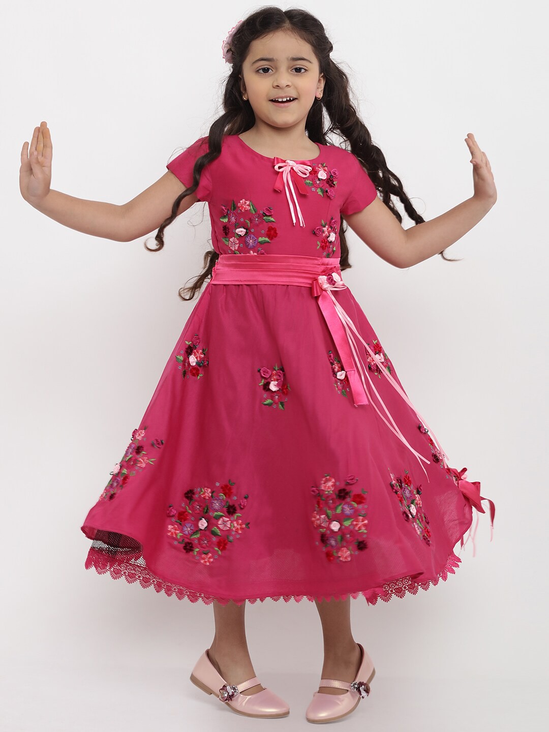 

Bitiya by Bhama Pink & Green Floral Maxi Dress