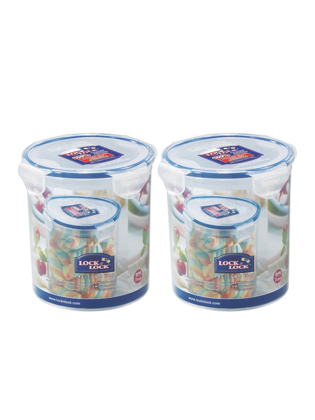 

Lock & Lock Transparent Set of 2 Solid Plastic Kitchen Storage Container 1.4 Liter Each