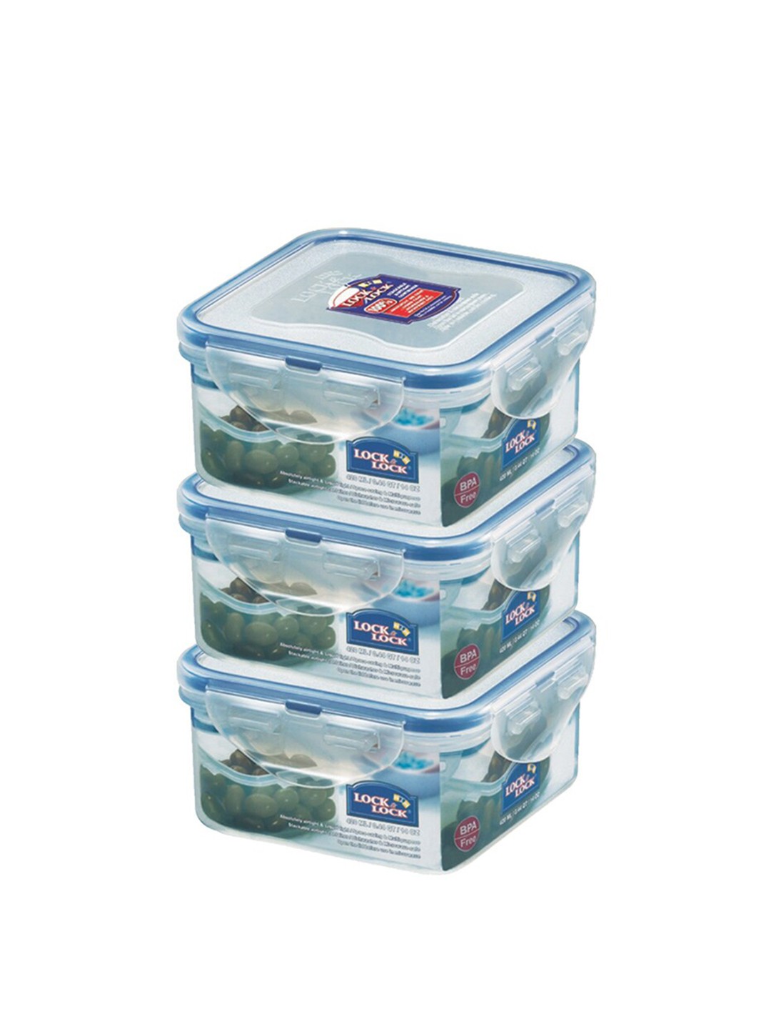 

Lock & Lock Transparent Set of 3 Airtight Food Storage With Leak Proof Lid 420 ml