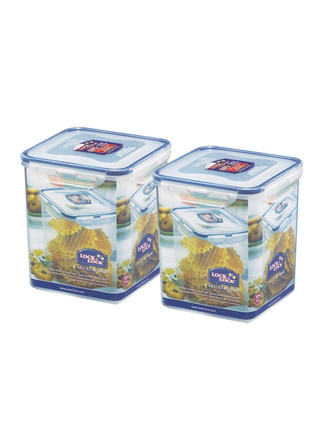 

Lock & Lock Transparent Set of 2 Airtight Food Storage Container With Leak Proof Lids