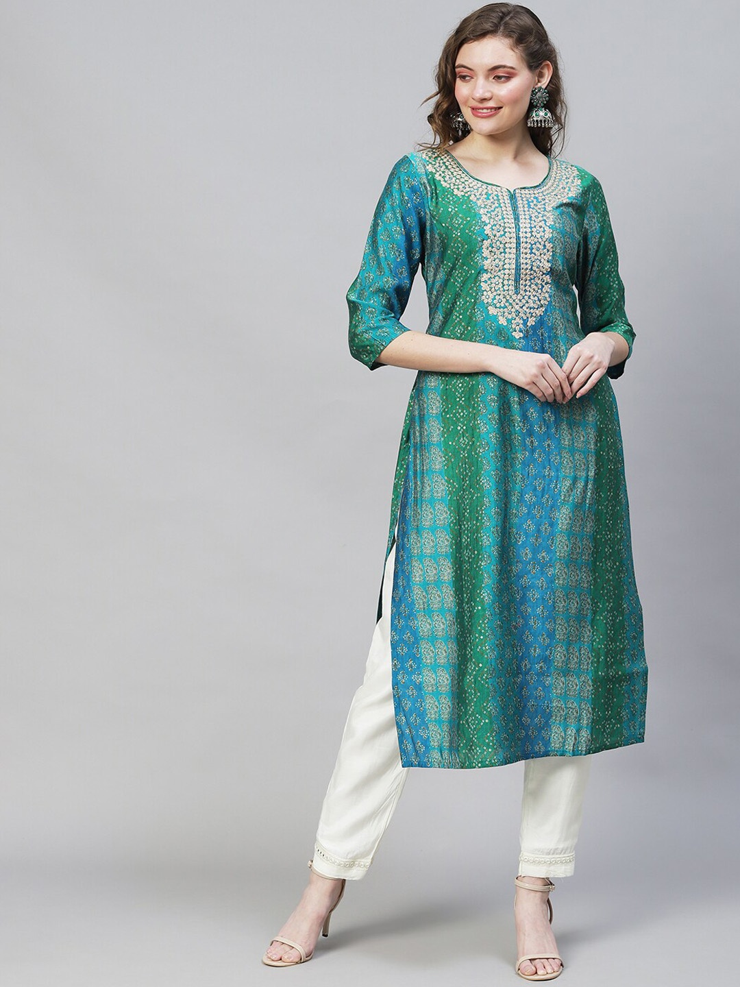 

FASHOR Women Multicoloured Geometric Striped Kurta, Multi