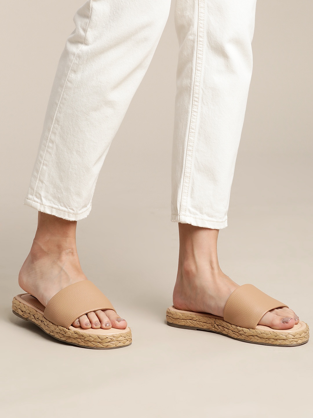 

Nautica Women Beige Solid Open Toe Flats