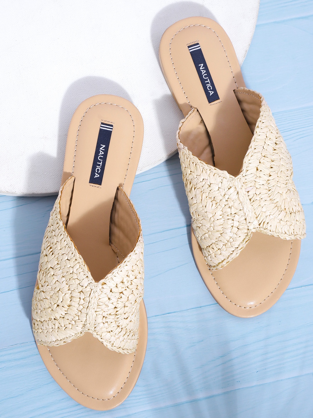 

Nautica Women Woven Design Open Toe Flats, Off white