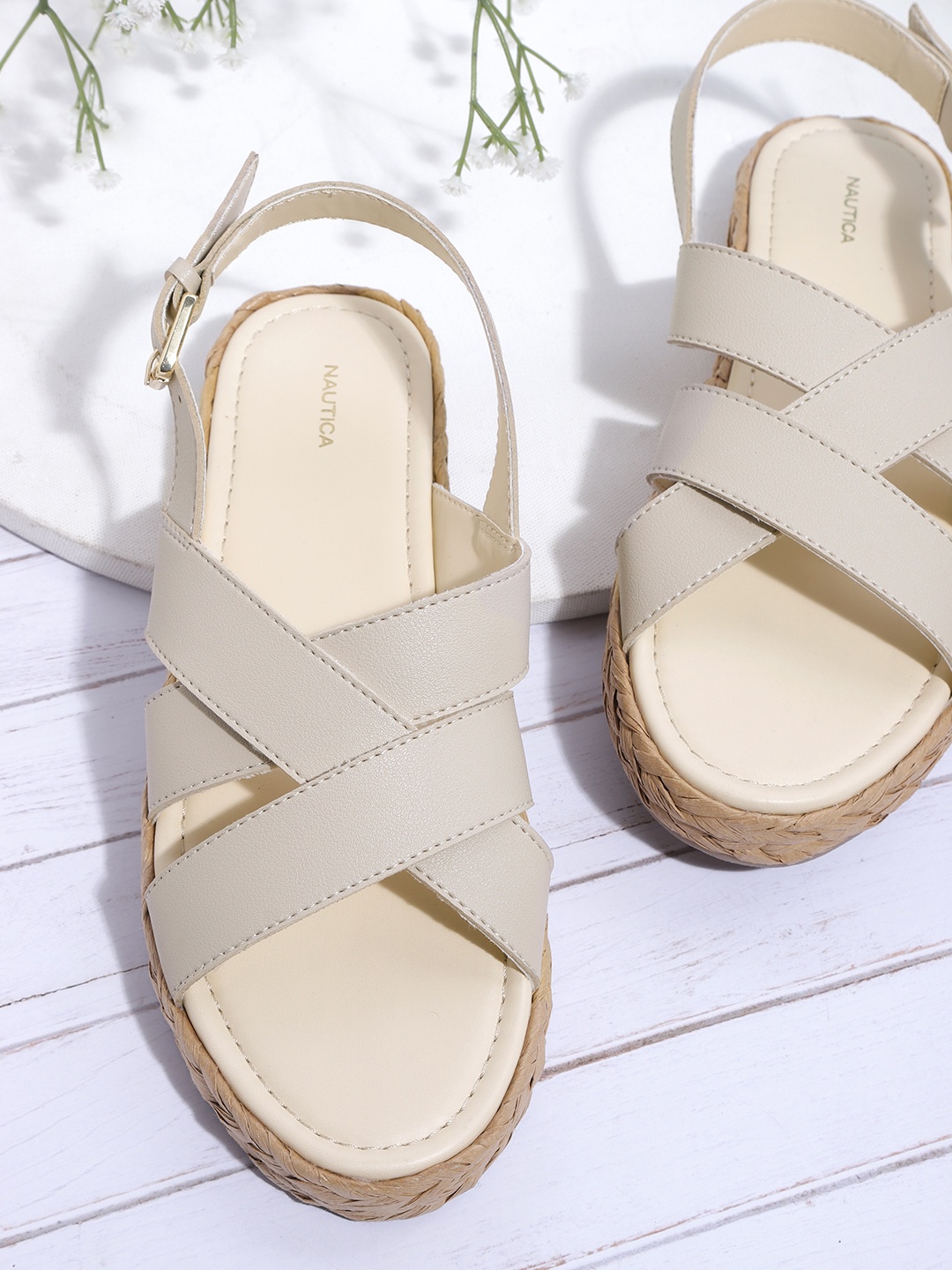 

Nautica Women Off White Solid Open Toe Flats