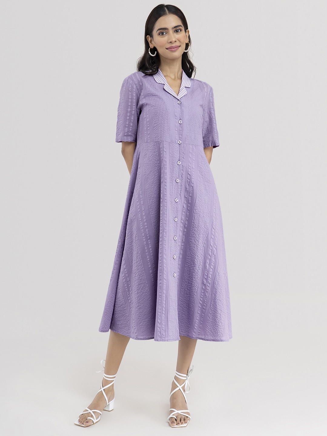 

Pink Fort Lavender Shirt Midi Dress