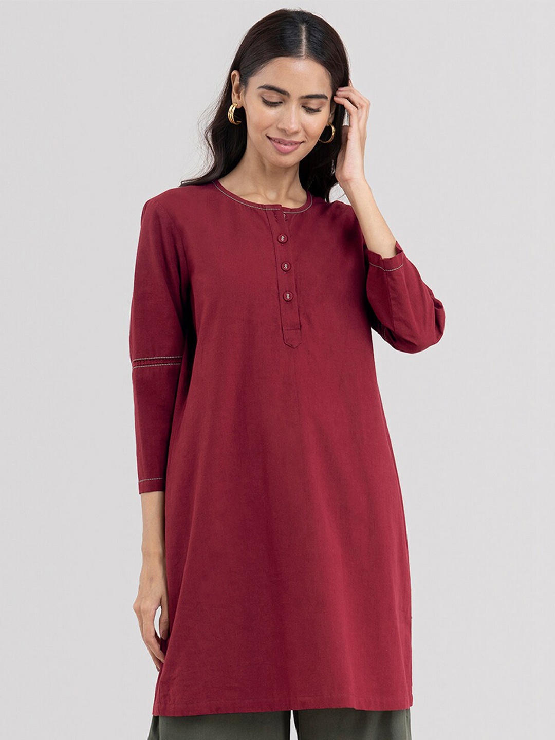 

Pink Fort Woman Maroon Longline Top