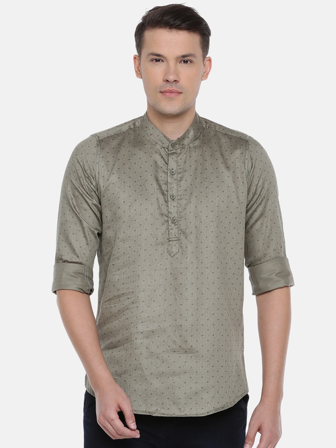 

Cross Court Men Green Printed Cotton Kurta