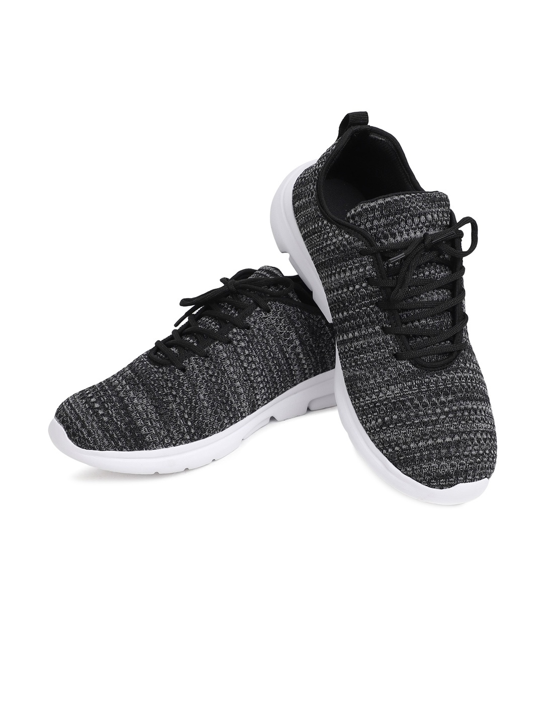 

TPENT Men Black Woven Design Lace-Up Sneakers