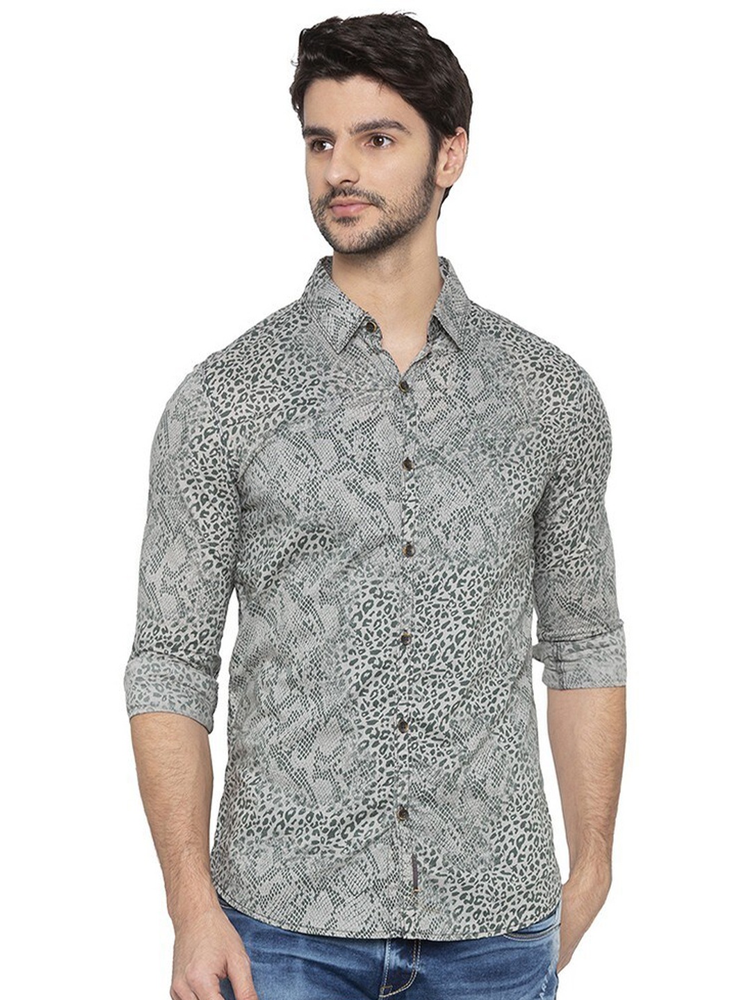 

SPYKAR Men Grey Slim Fit Printed Casual Shirt