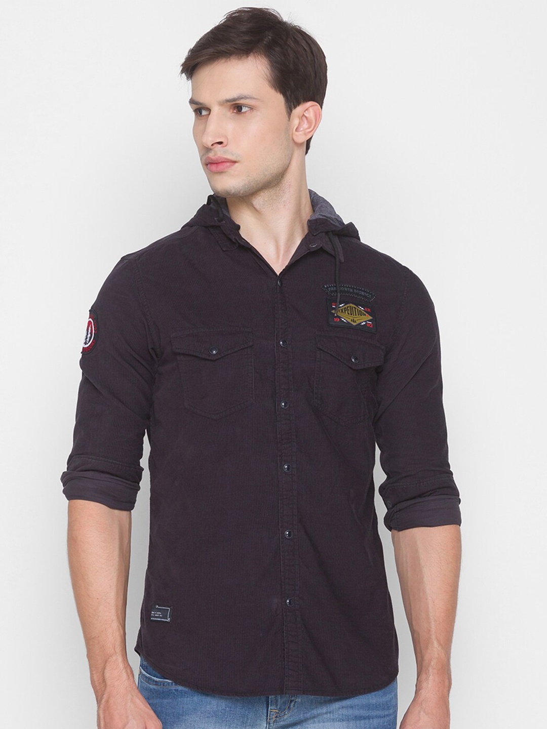 

SPYKAR Men Black Slim Fit Casual Cotton Shirt