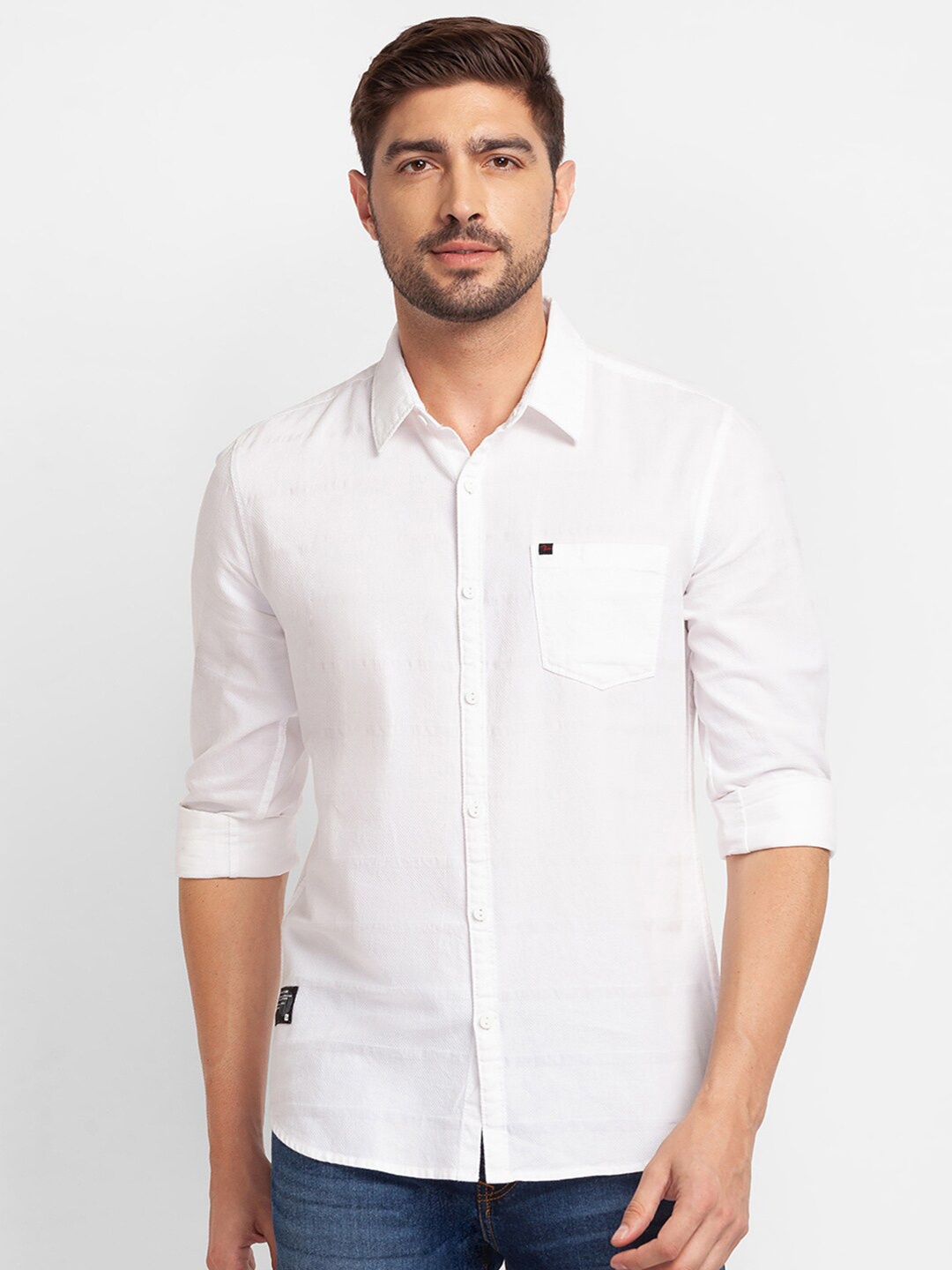 

SPYKAR Men White Slim Fit Casual Shirt