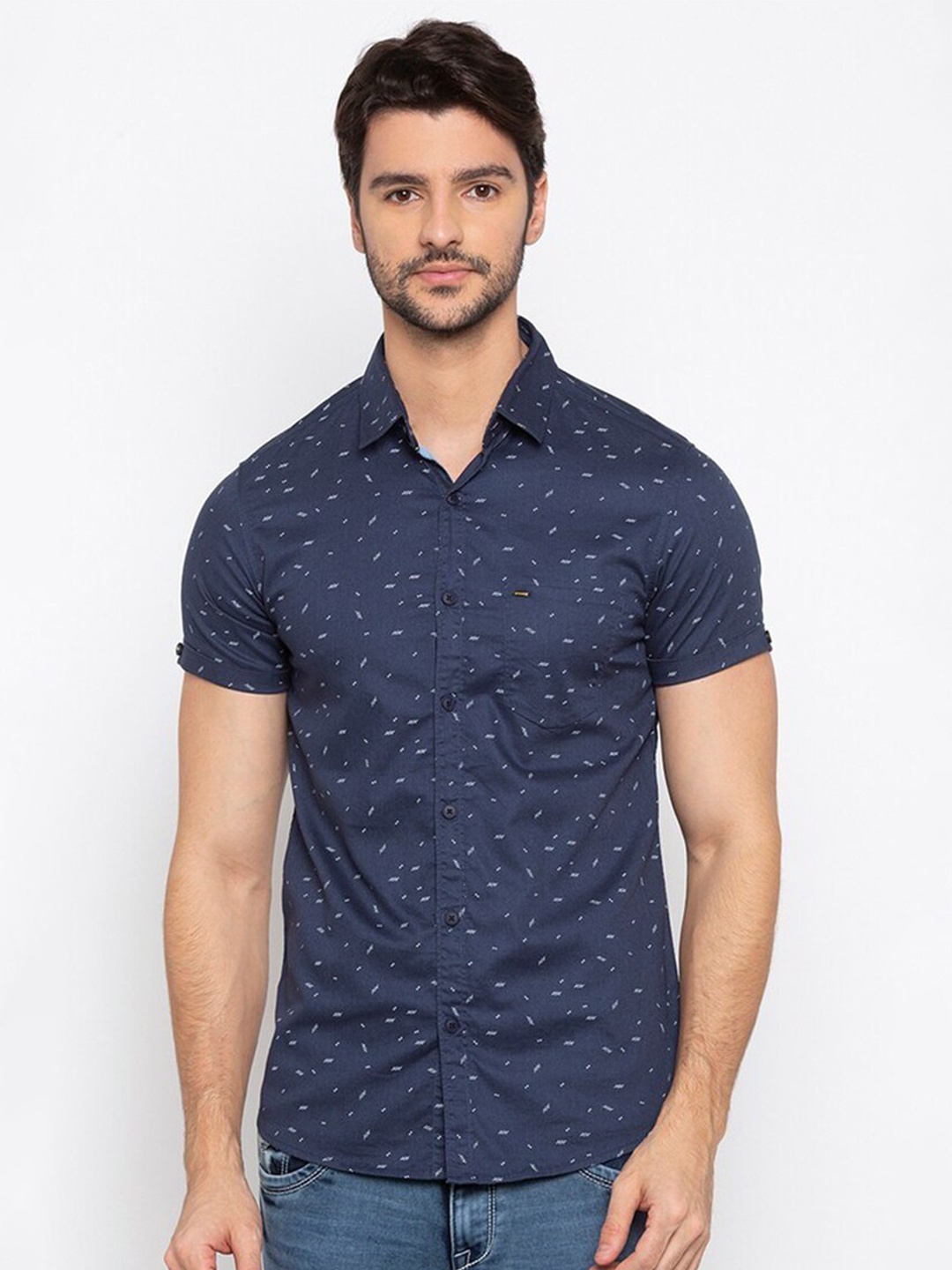 

SPYKAR Men Blue Slim Fit Printed Casual Shirt