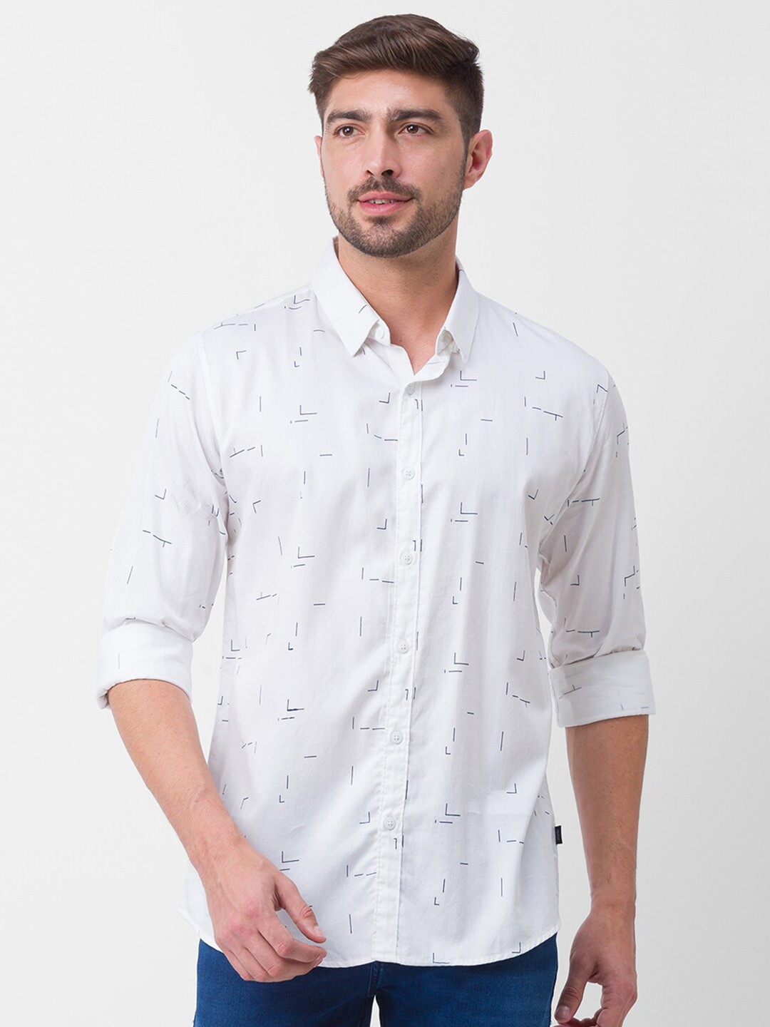 

SPYKAR Men White Printed Casual Shirt