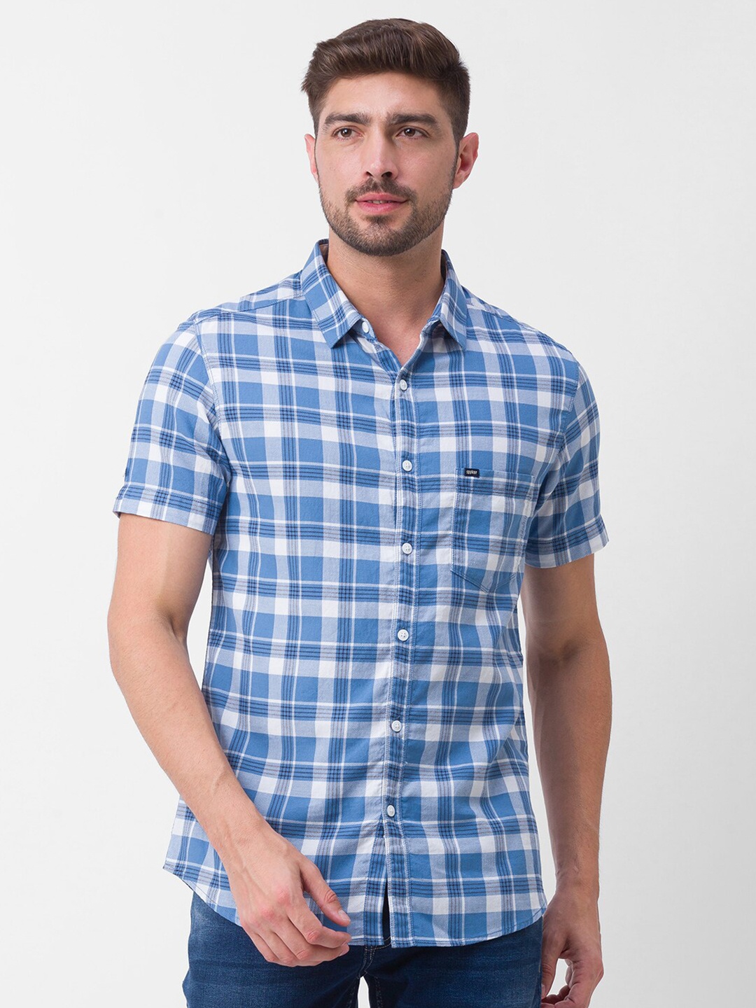 

SPYKAR Men Grey Slim Fit Checked Casual Shirt