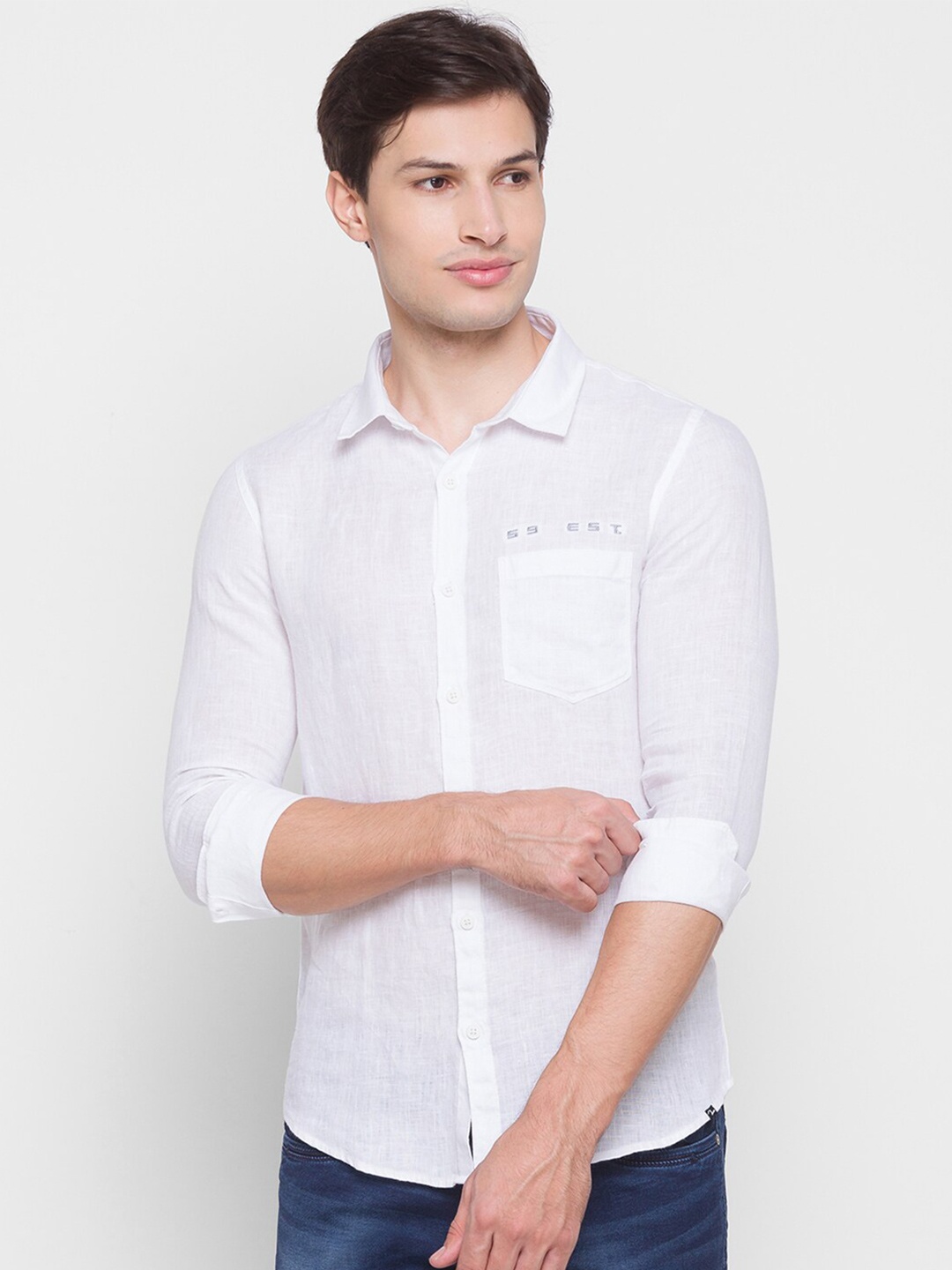 

SPYKAR Men White Slim Fit Casual Shirt