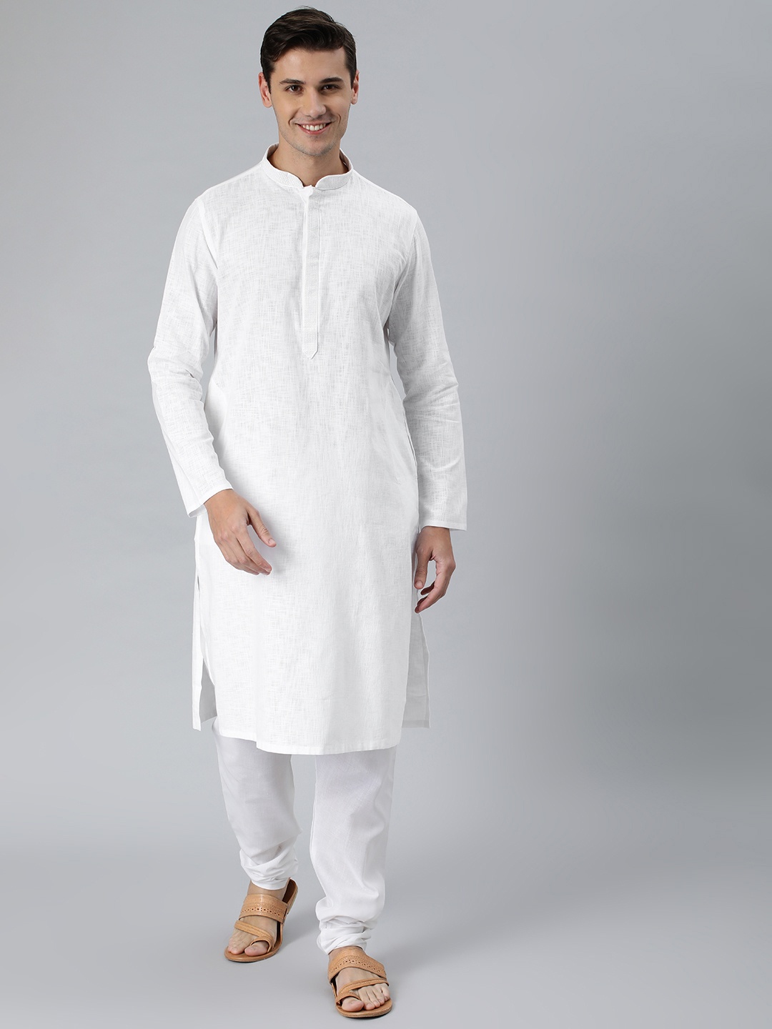 

Manthan White Solid Cotton Kurta