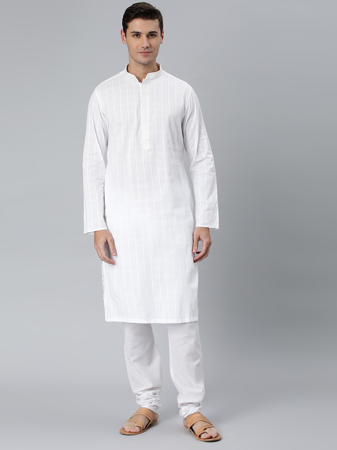 

Manthan White Solid Cotton Kurta