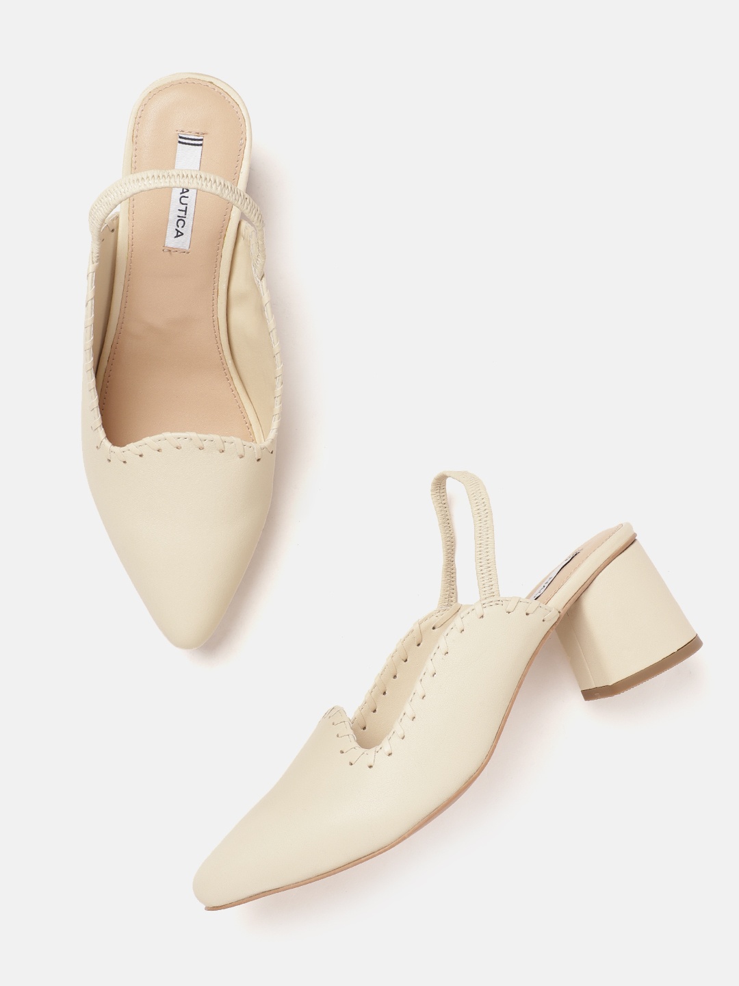 

Nautica Block Heel Mules, Cream