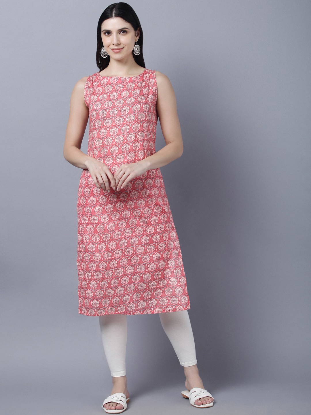 

Myshka Women Pink Ethnic Motifs Printed Cotton Kurta
