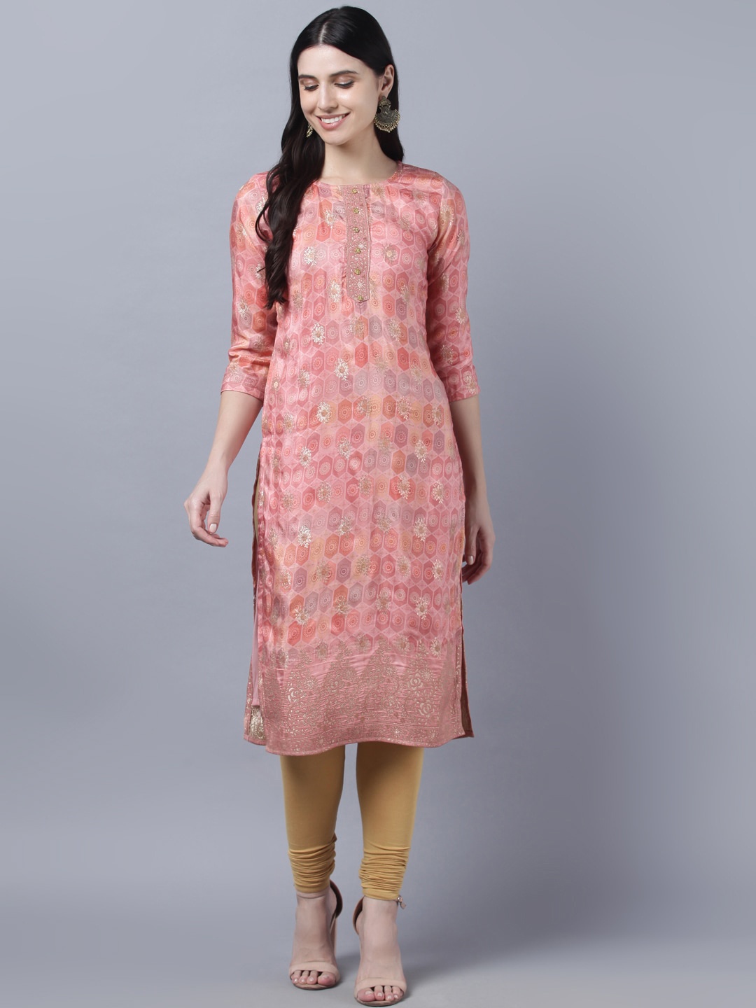 

Myshka Women Pink Ethnic Motifs Printed Kurta
