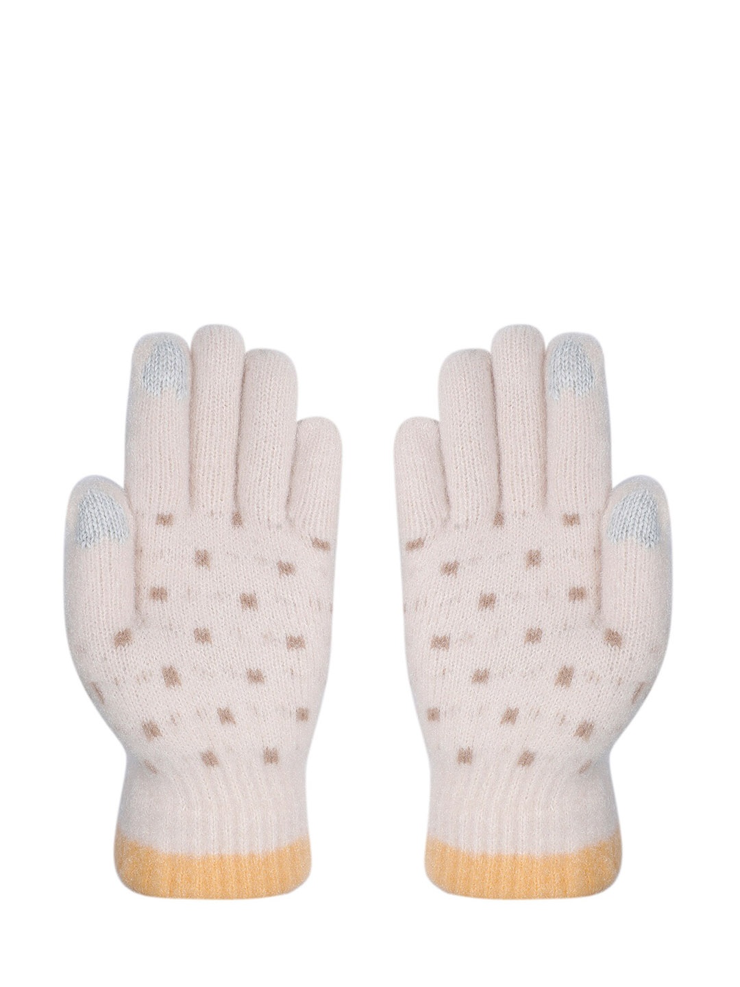 

LOOM LEGACY Women Cream Printed Acrylic Gloves