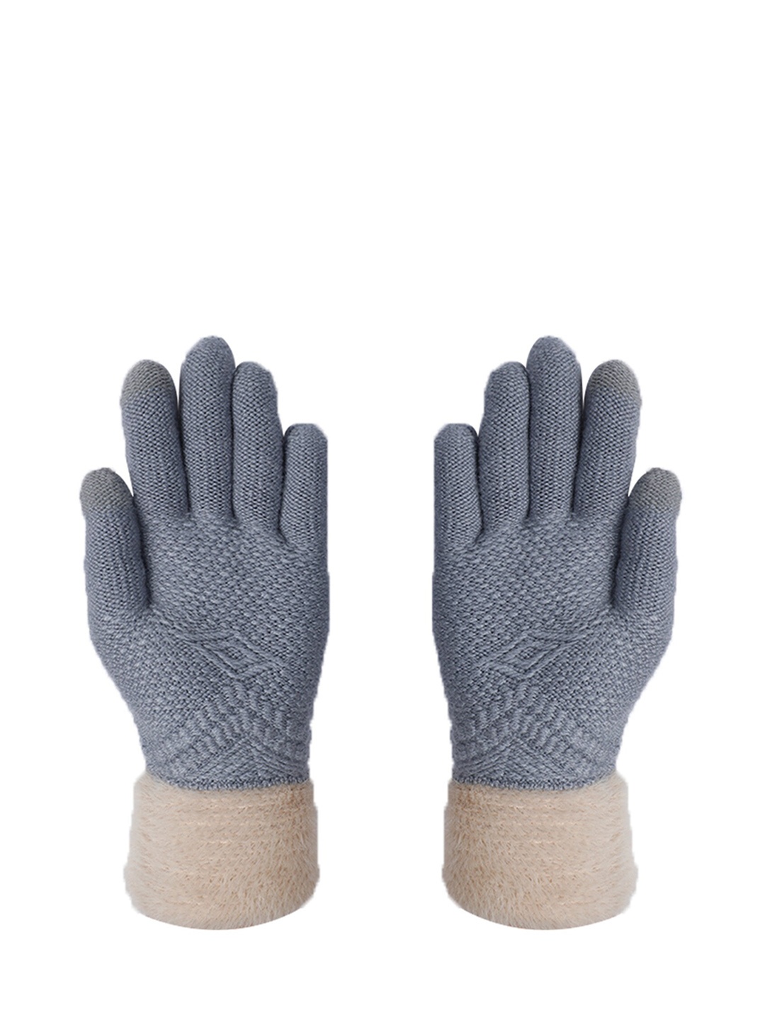 

LOOM LEGACY Women Grey Self Design Acrylic Gloves