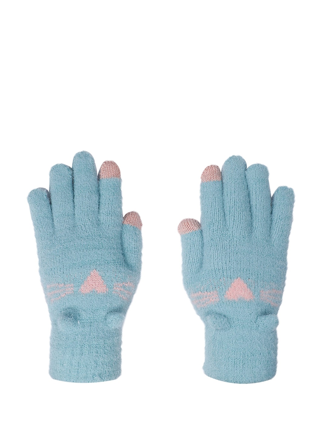 

LOOM LEGACY Women Turquoise-Blue Patterned Acrylic Hand Gloves